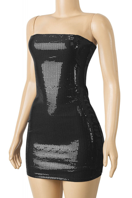 Hottie Sequin Strapless Mini Dress Black - Style Delivers