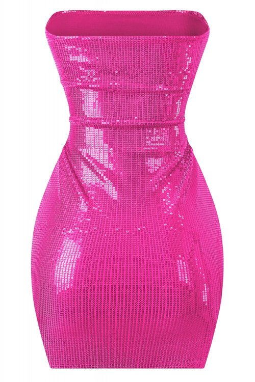Hottie Sequin Strapless Mini Dress Fuchsia - Style Delivers