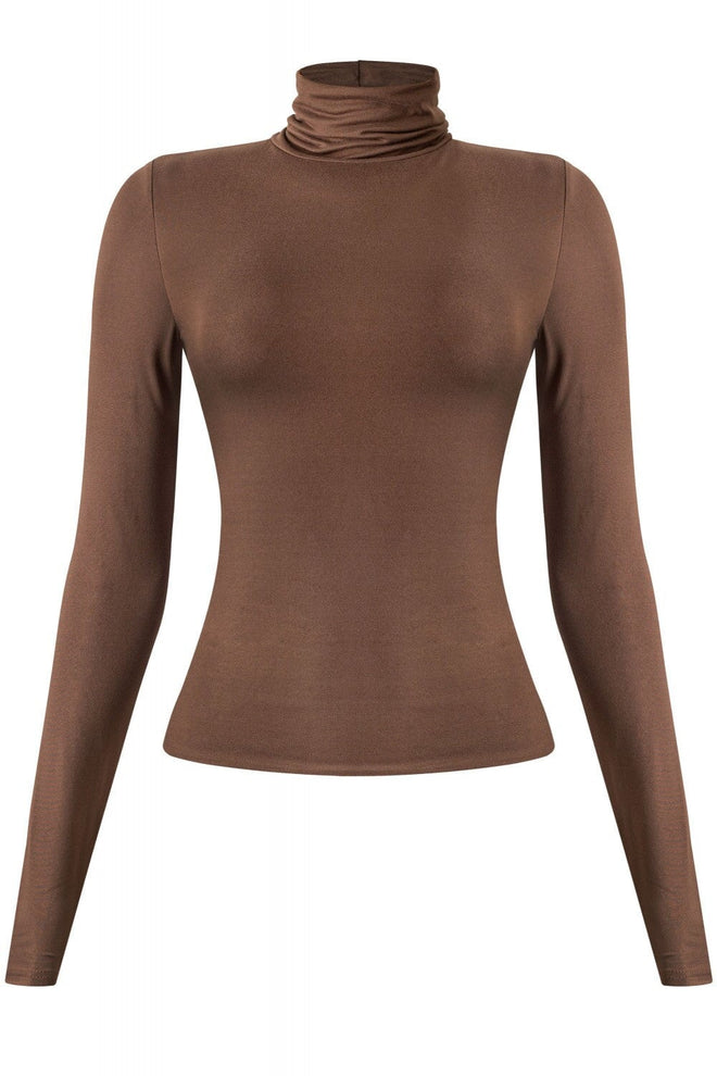Toasty Turtleneck Basic Top Brown - Style Delivers