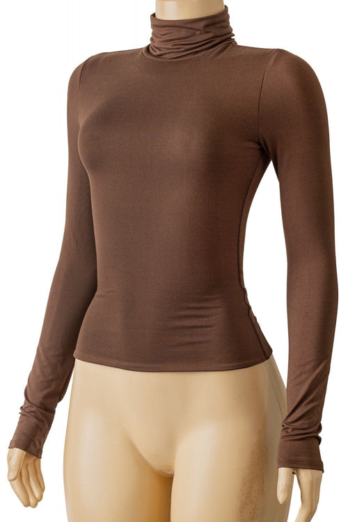 Toasty Turtleneck Basic Top Brown - Style Delivers