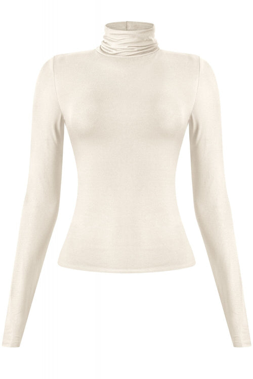 Toasty Turtleneck Basic Top Cream - Style Delivers