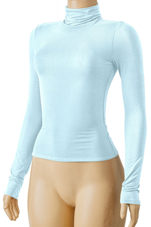 Toasty Turtleneck Basic Top Baby Blue - Style Delivers