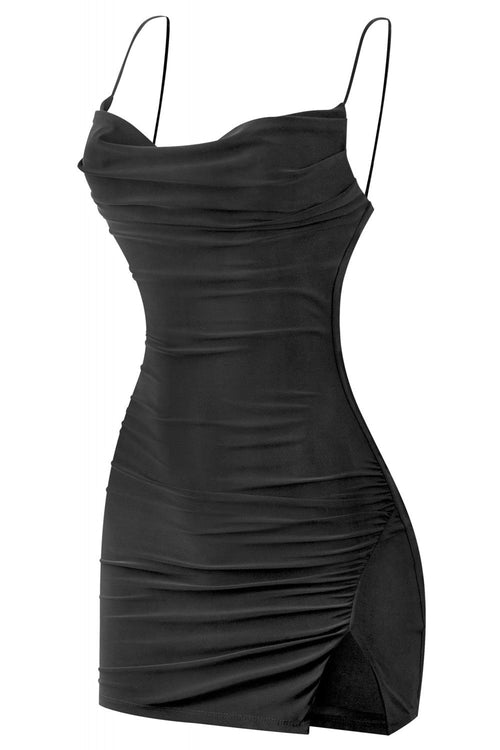 Vesper Sleeveless Cami Slip Mini Dress Black - Style Delivers