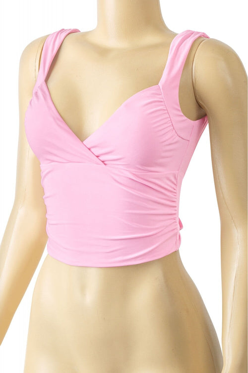 Janelle Sleeveless Open Back Crop Top Pink - Style Delivers
