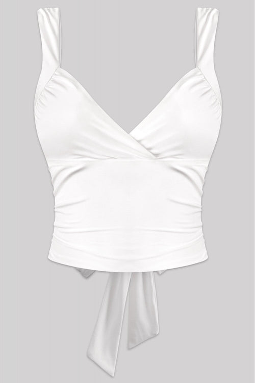 Janelle Sleeveless Open Back Crop Top Off White - Style Delivers