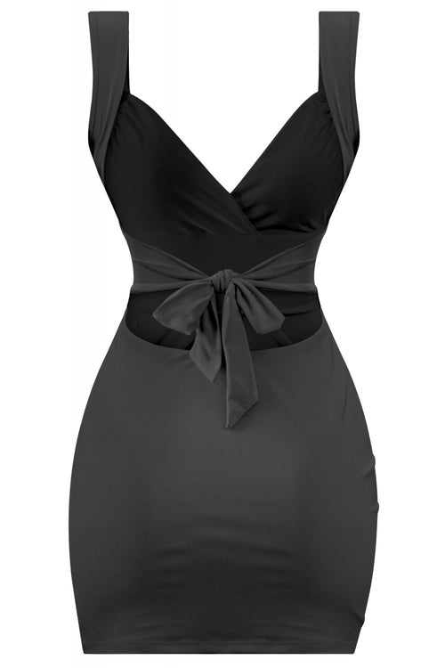 Azara Sleeveless Open Back Slip Mini Dress Black - Style Delivers