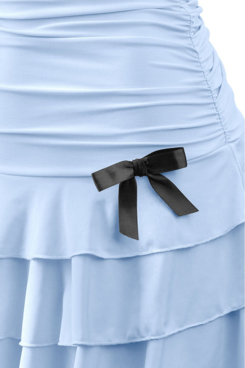 Coquette Strapless Ruffle Hem Mini Dress Light Bue - Style Delivers