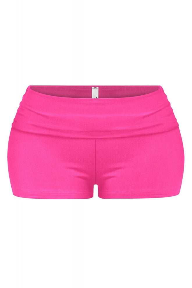 Heather Low Rise Fold Over Shorts Hot Pink - Style Delivers