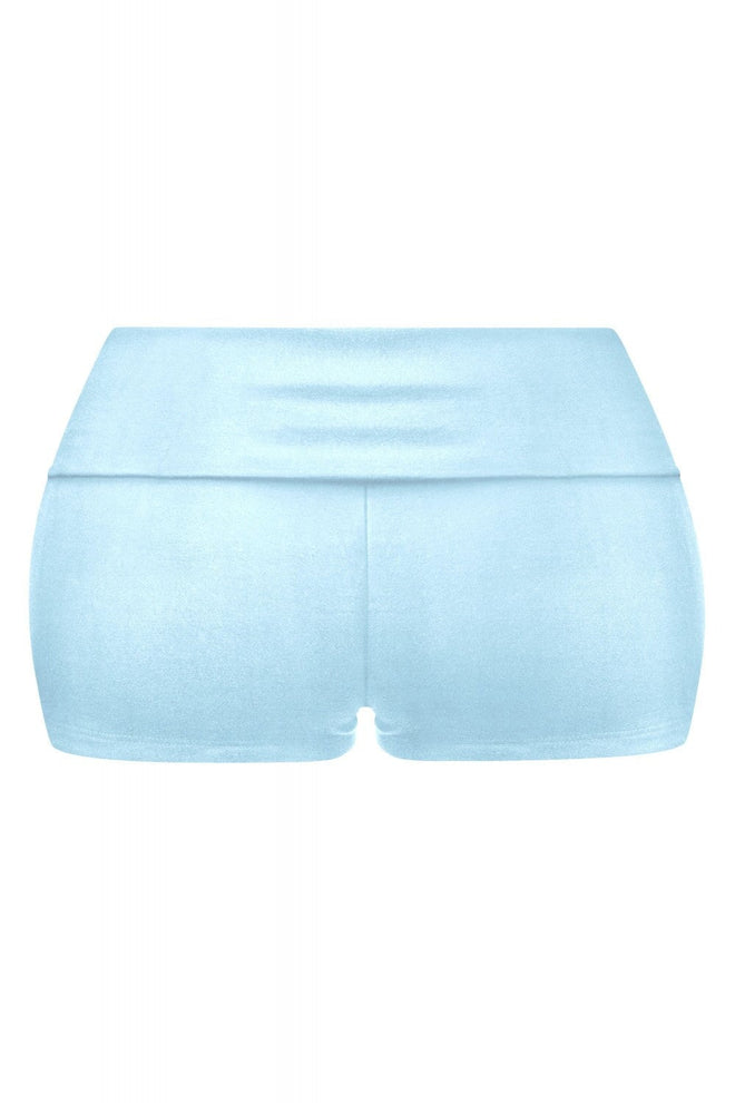 Heather Low Rise Fold Over Shorts Light Blue - Style Delivers