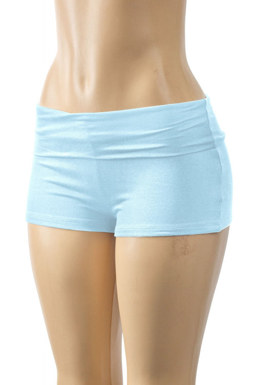 Savina Low Rise Fold Over Shorts Light Blue - Style Delivers