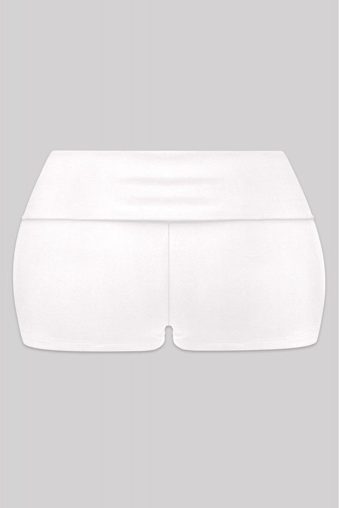 Savina Low Rise Fold Over Shorts White