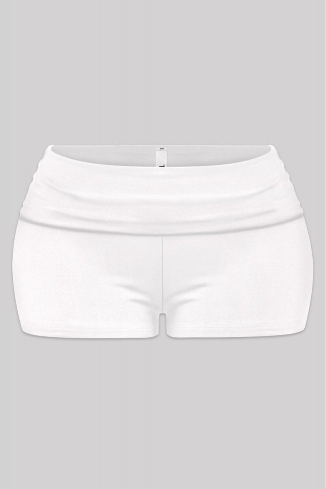 Savina Low Rise Fold Over Shorts White