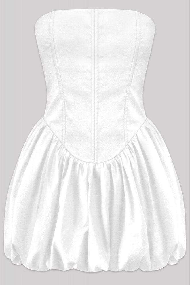 Bubble Gum Strapless Mini Dress White - Style Delivers