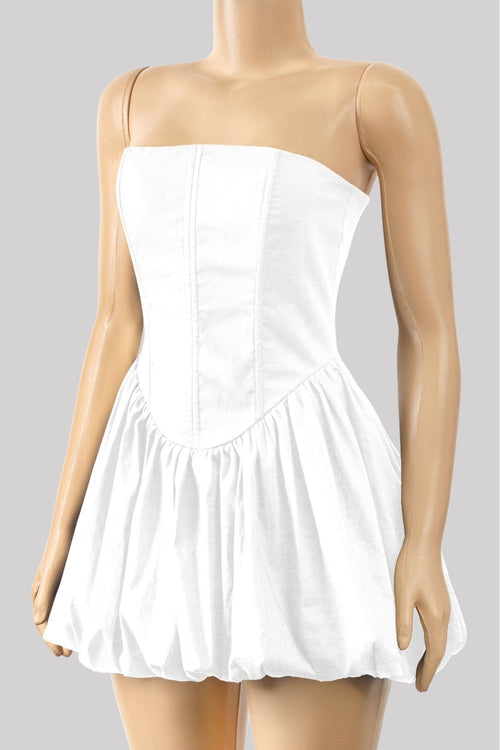 Bubble Gum Strapless Mini Dress White - Style Delivers