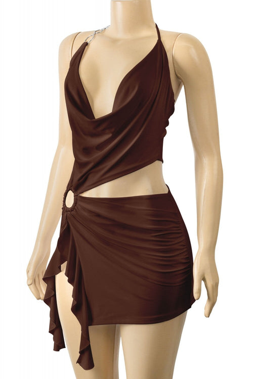 Sexy Lexi Mini Dress Brown - Style Delivers