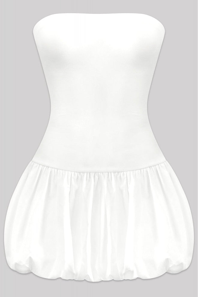 Poppy Bubble Mini Dress White