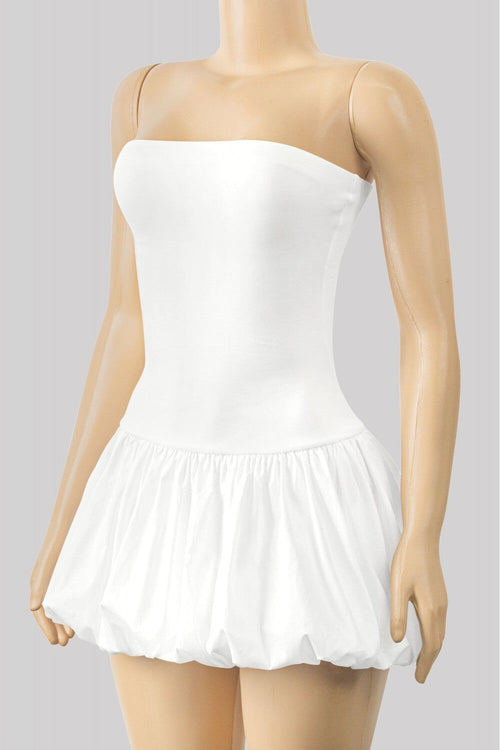Poppy Bubble Mini Dress White - Style Delivers