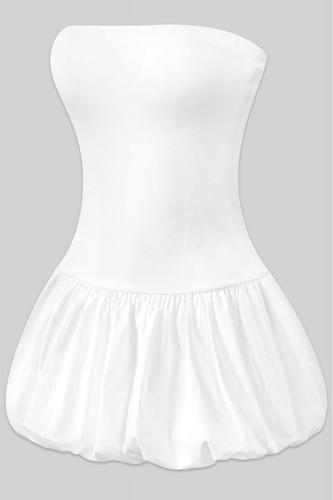 Poppy Bubble Mini Dress White - Style Delivers
