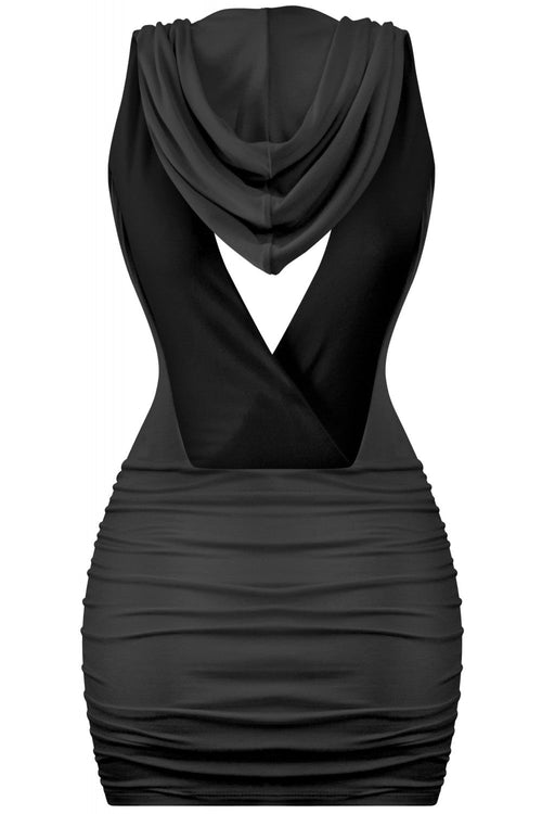Disguise Hooded Mini Dress Black - Style Delivers