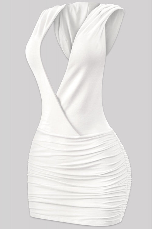 Disguise Hooded Mini Dress White - Style Delivers