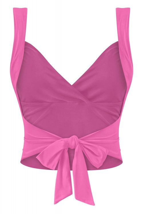 Janelle Sleeveless Open Back Crop Top Off Hot Pink - Style Delivers