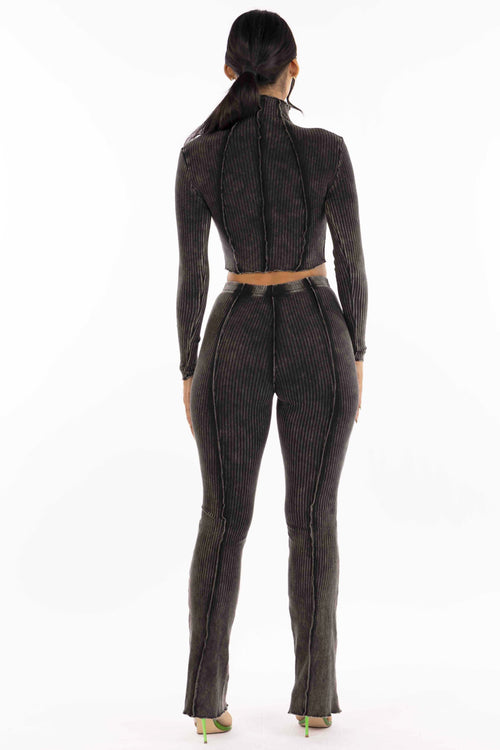 Maxed out Mineral Wash Two Piece Legging Set Black - Style Delivers