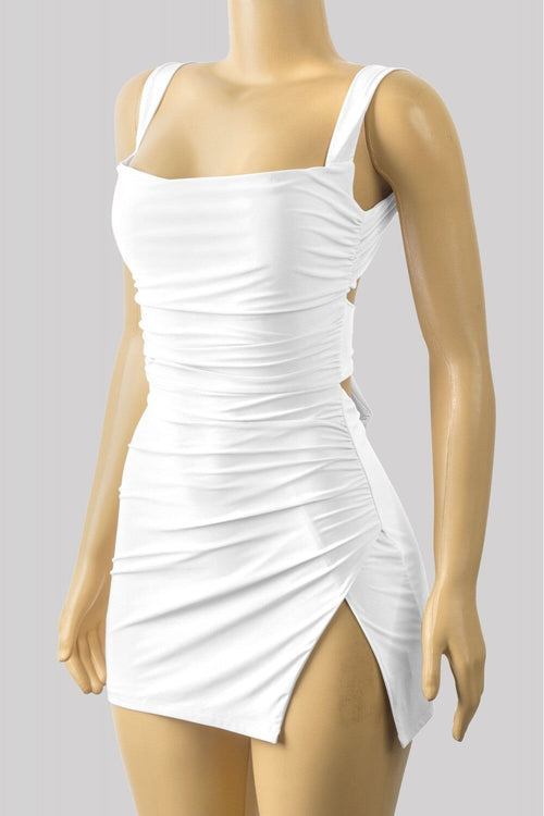 Azara Sleeveless Open Back Slip Mini Dress White - Style Delivers