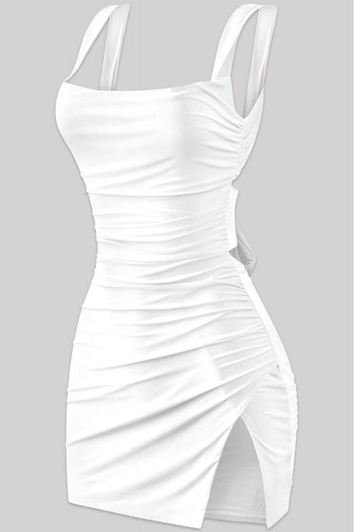 Azara Sleeveless Open Back Slip Mini Dress White - Style Delivers