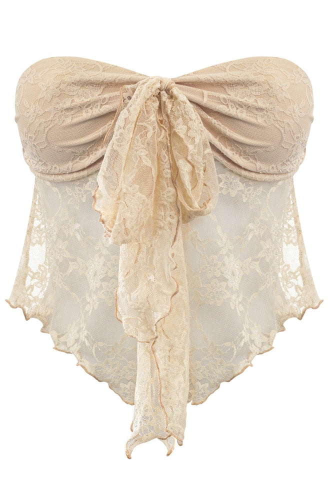 Chantal Lace Top Oatmeal - Style Delivers