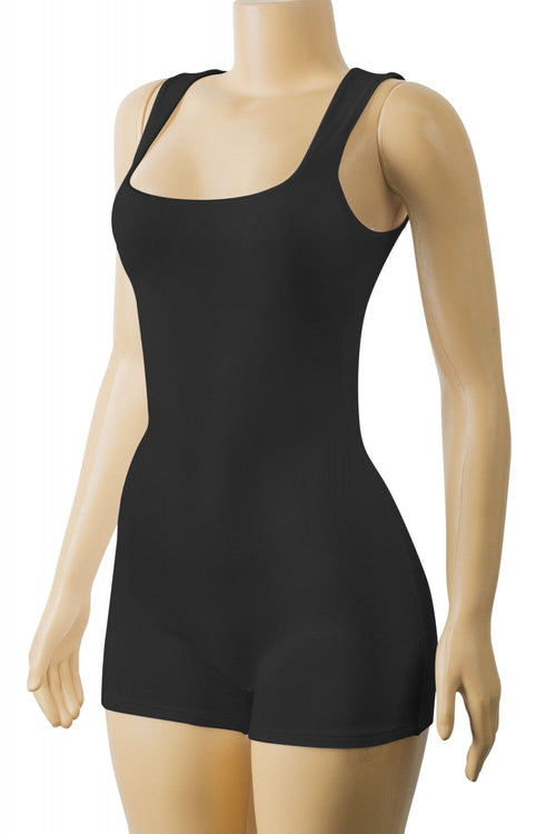 Fit Sleeveless Scoop Neck Romper Black - Style Delivers