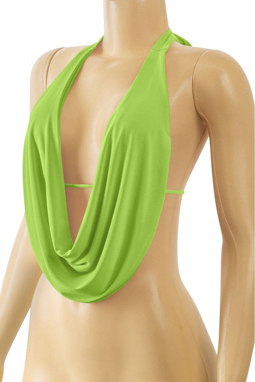 Drea Halter Cowl Neck Top Avocado - Style Delivers