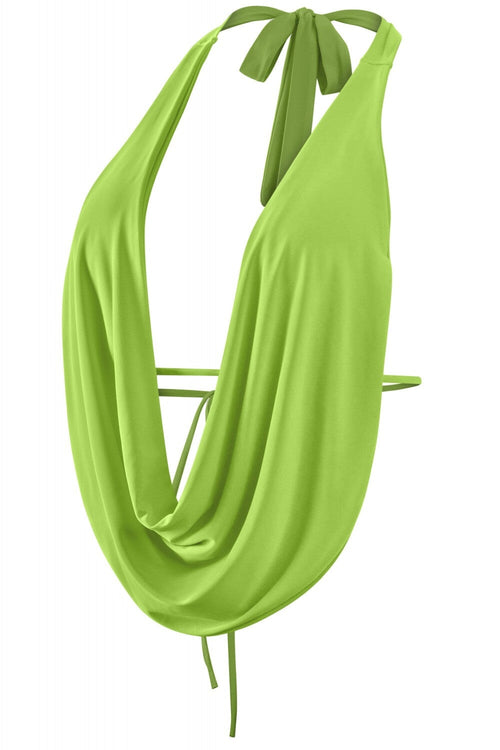 Drea Halter Cowl Neck Top Avocado - Style Delivers