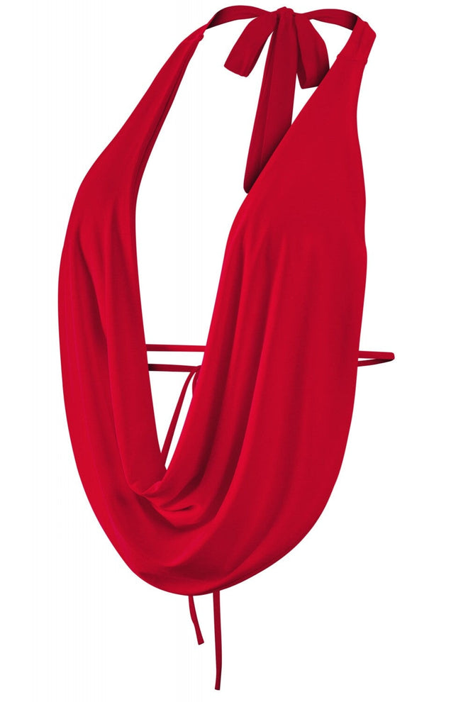 Drea Halter Cowl Neck Top Red - Style Delivers