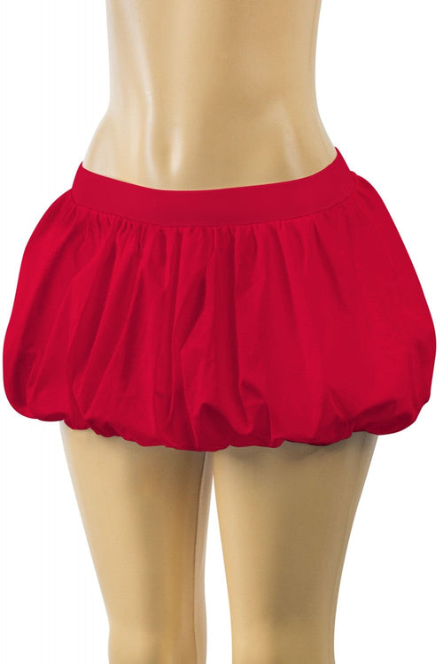 Bubble Low Waisted Puffer Micro Mini Skirt Red - Style Delivers