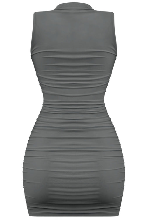 Solange Square Neck Mini Dress Charcoal