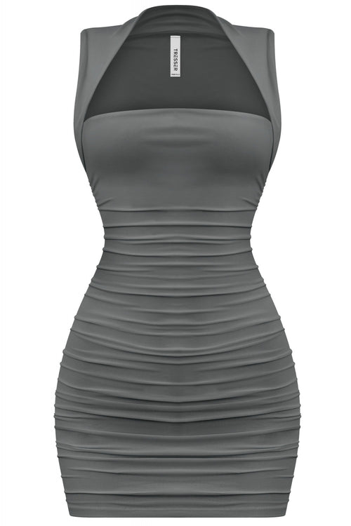 Solange Square Neck Mini Dress Charcoal