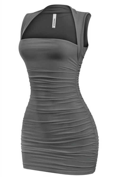 Solange Square Neck Mini Dress Charcoal