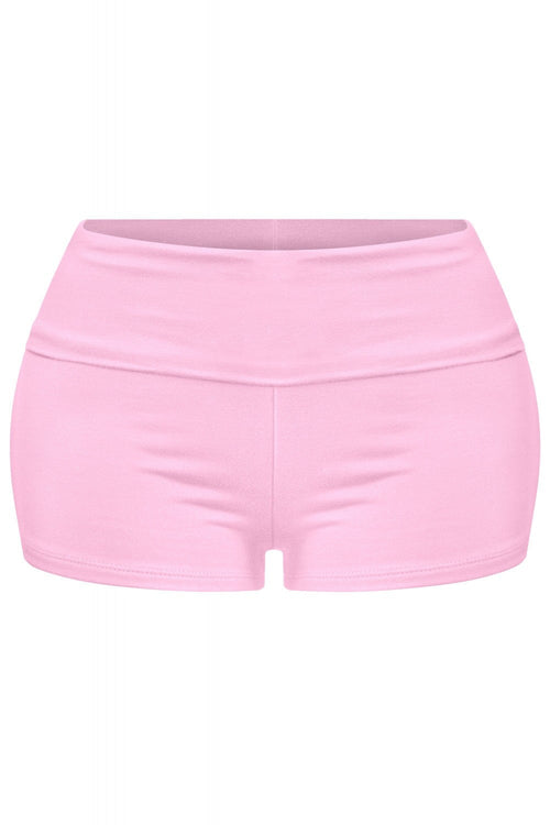 Savina Low Rise Fold Over Shorts Light Pink - Style Delivers