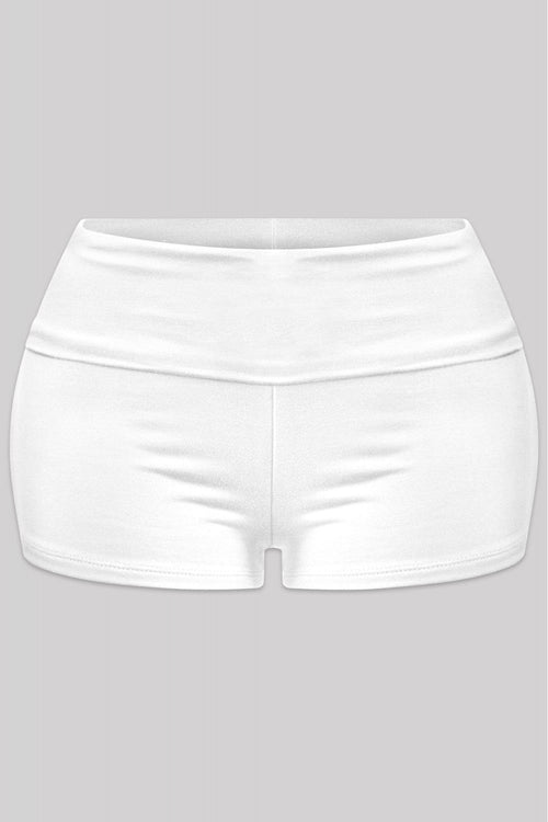 Savina Low Rise Fold Over Shorts White - Style Delivers