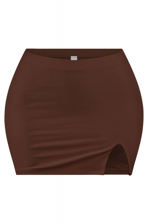 Dream Land Mid Waisted Mini Skirt Brown - Style Delivers