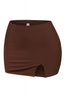 Dream Land Mid Waisted Mini Skirt Brown - Style Delivers