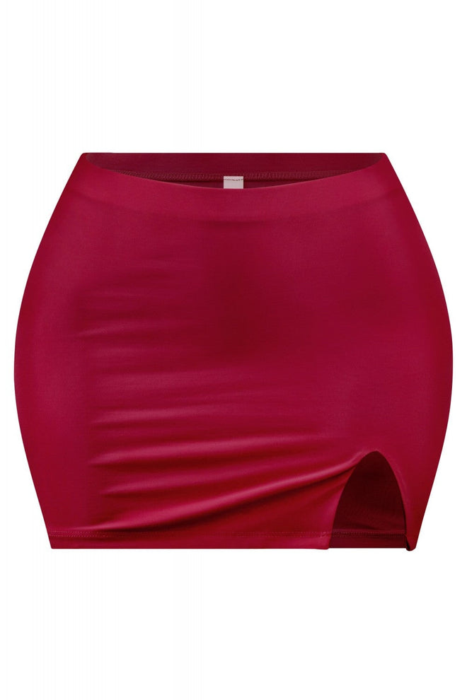 Dream Land Mid Waisted Mini Skirt Burgundy - Style Delivers