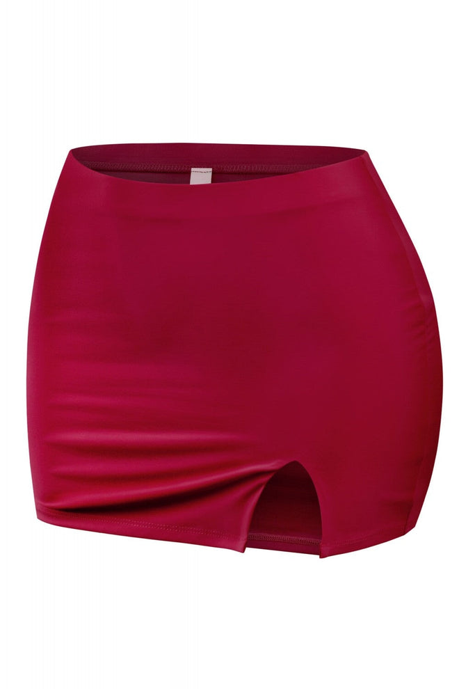 Dream Land Mid Waisted Mini Skirt Burgundy - Style Delivers