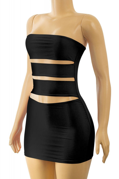 Cut It Out Strapless Mini Dress Black - Style Delivers