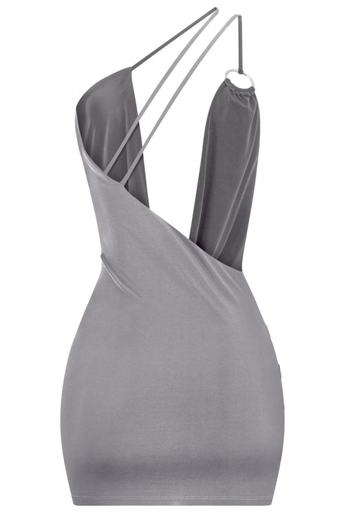 Axel Sleevless Asymmetrical Mini Dress Charcoal - Style Delivers