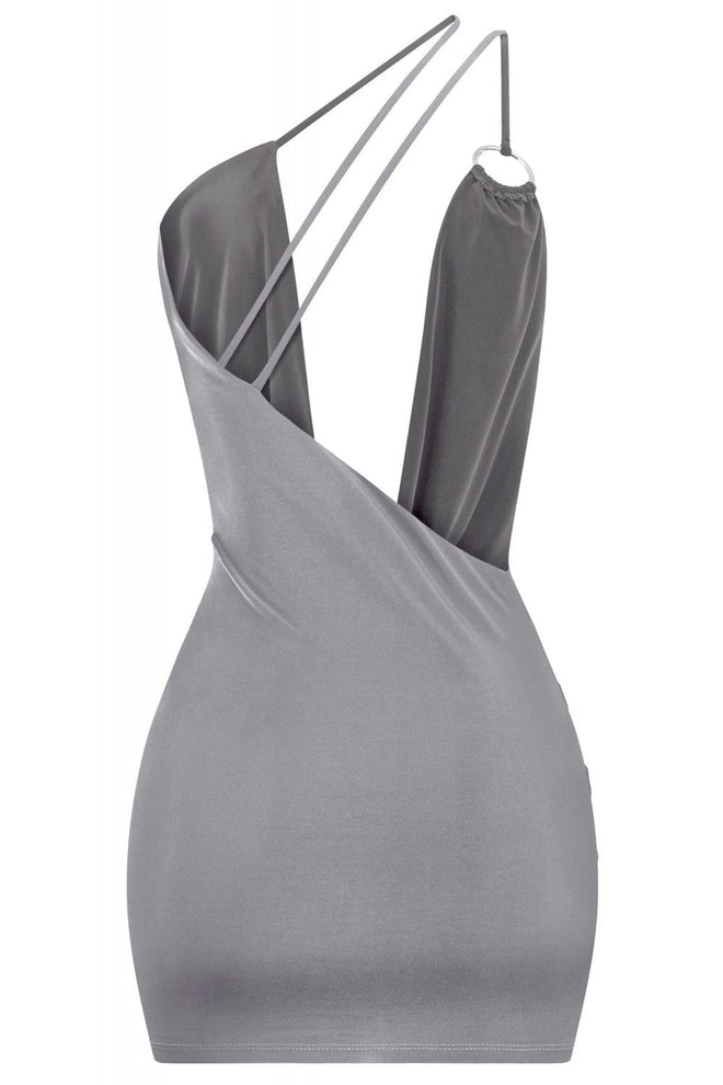 Axel Sleevless Asymmetrical Mini Dress Charcoal - Style Delivers