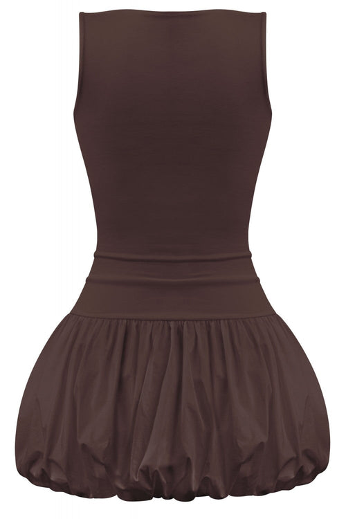 Hershey Kiss Bubble Mini Dress Brown - Style Delivers