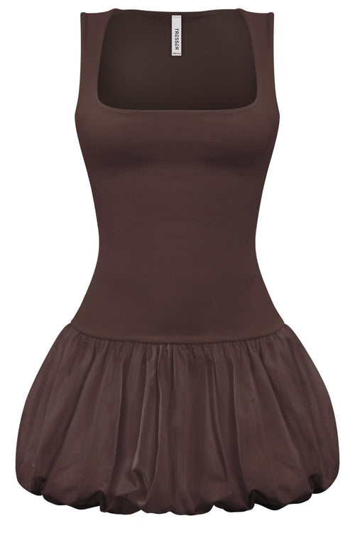 Hershey Kiss Bubble Mini Dress Brown - Style Delivers