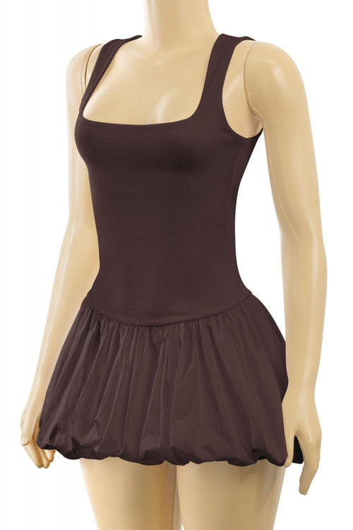 Hershey Kiss Bubble Mini Dress Brown - Style Delivers