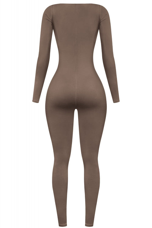 Jazelle Square Neck Jumpsuit Mocha - Style Delivers